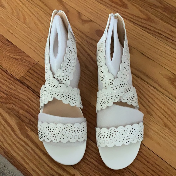 White Wedge Sandals - Picture 2 of 5